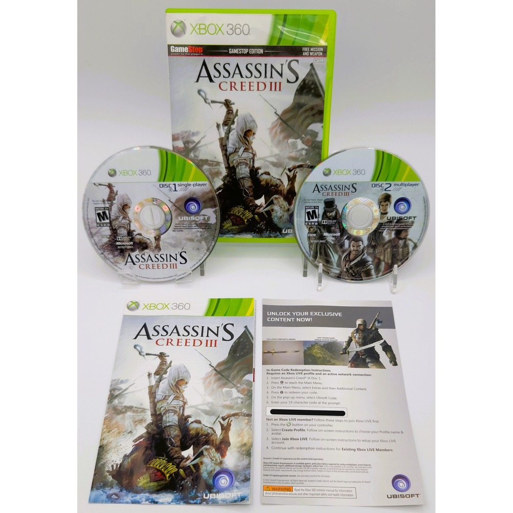 Assassin's Creed III - Xbox 360 - GameStop Edition - CIB w/ Manual + Insert